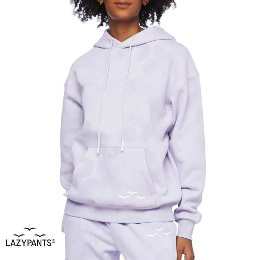 NWT Lazypants Camo Print Fleece Lined Oversized Boyfriend Fit Sweatshirt Hoodie